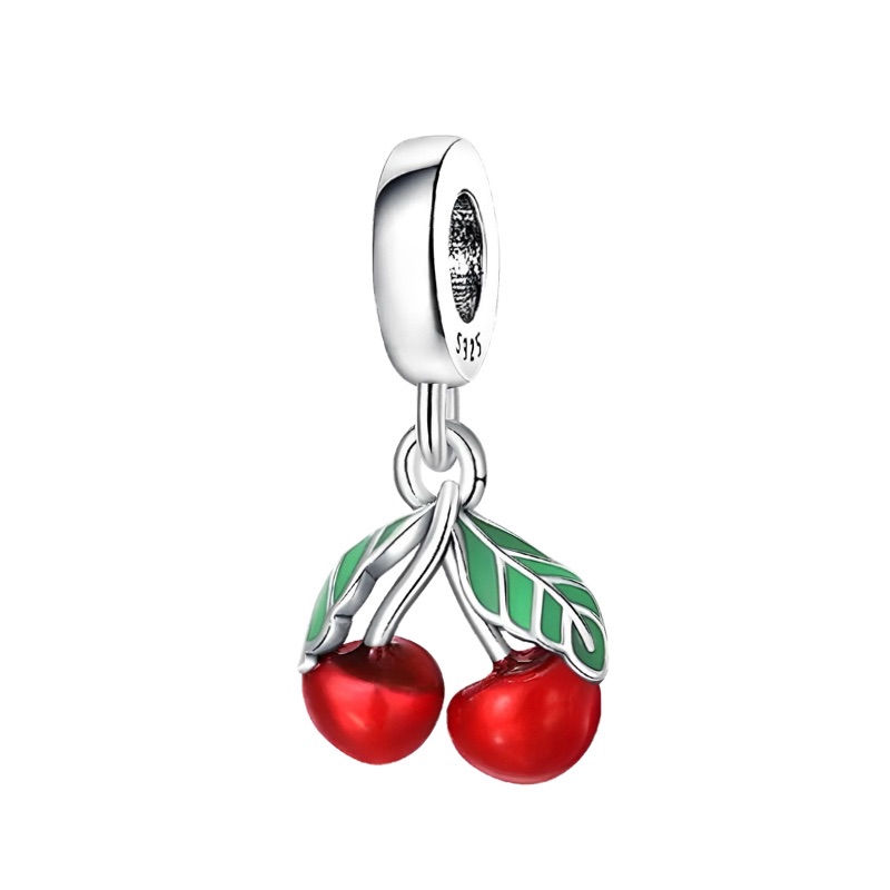 Cherries Dangle Charm 925 Sterling Silver